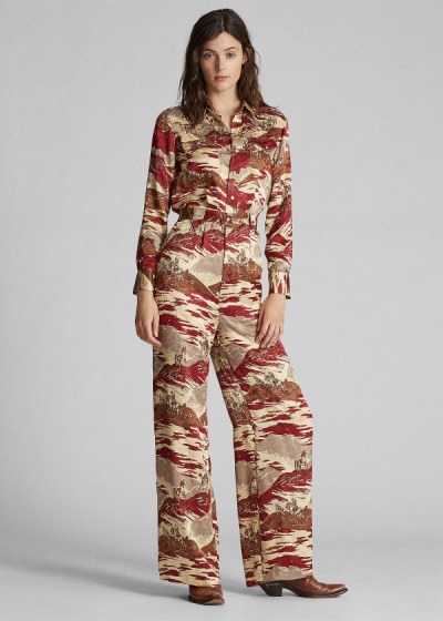 Jumpsuits Ralph Lauren Mujer Rojos / Marrom - Western Silk - IOUPD9280